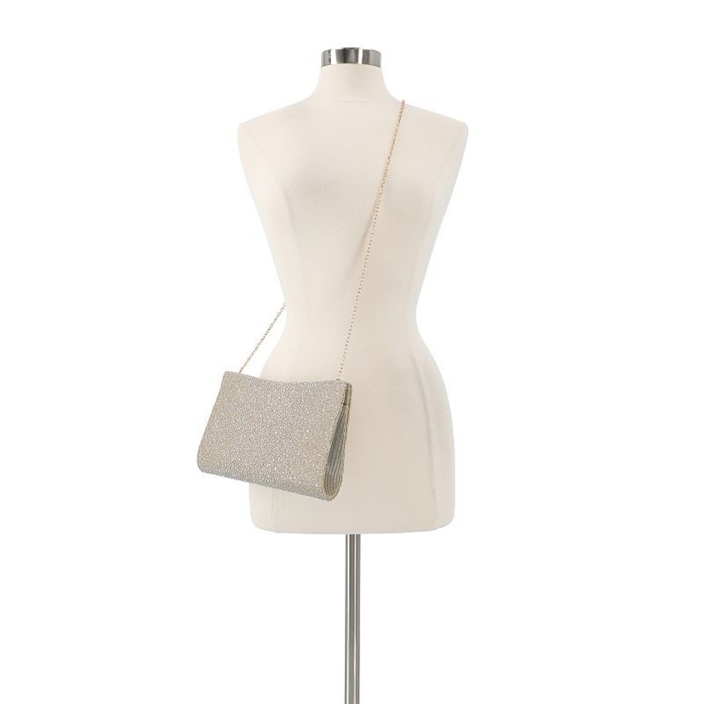 Gunne Sax by Jessica McClintock Gold Rhinestone Kacie Clutch Crossbody Bag - Picture 2 of 13
